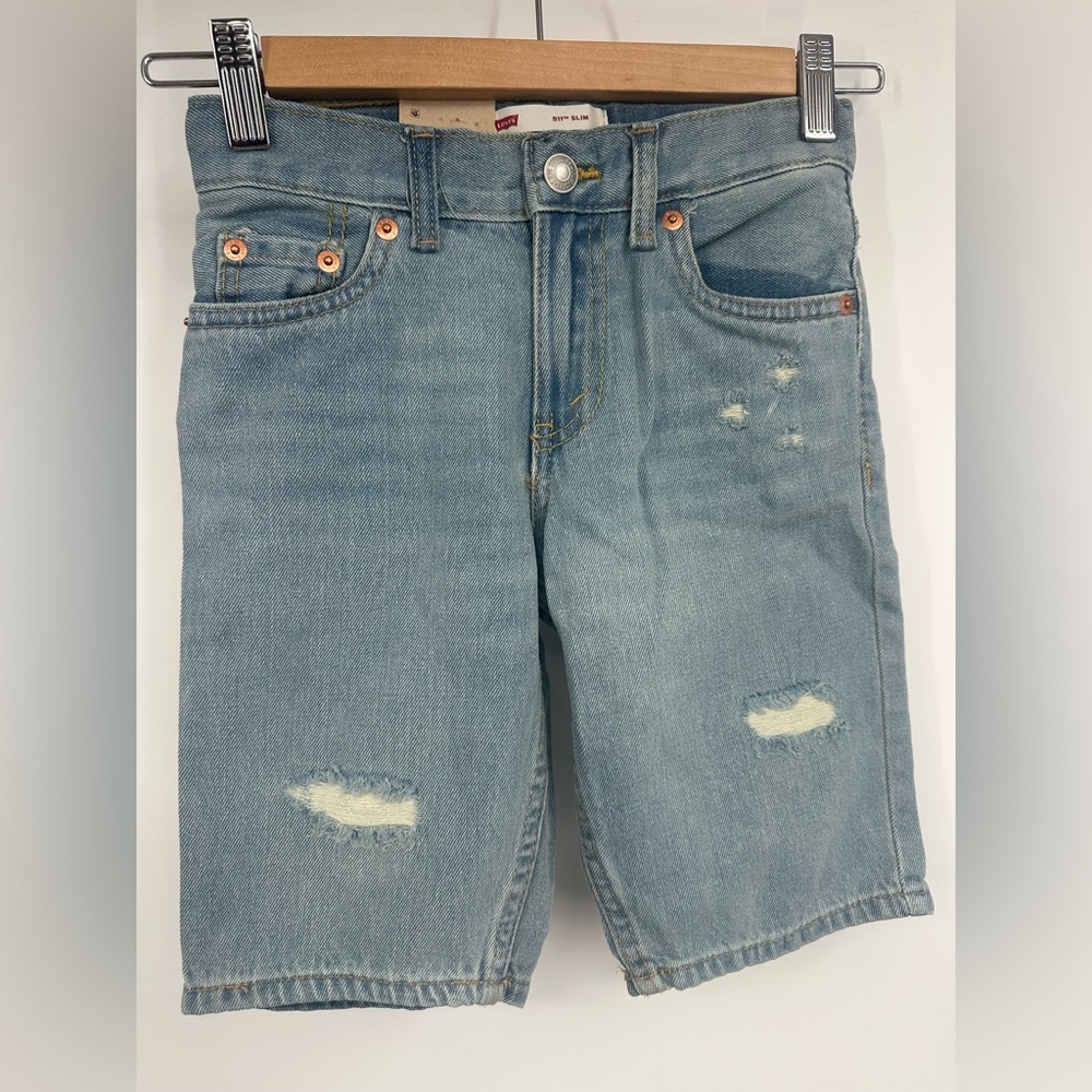 Levi's 511 Light Blue Distressed Boys Shorts